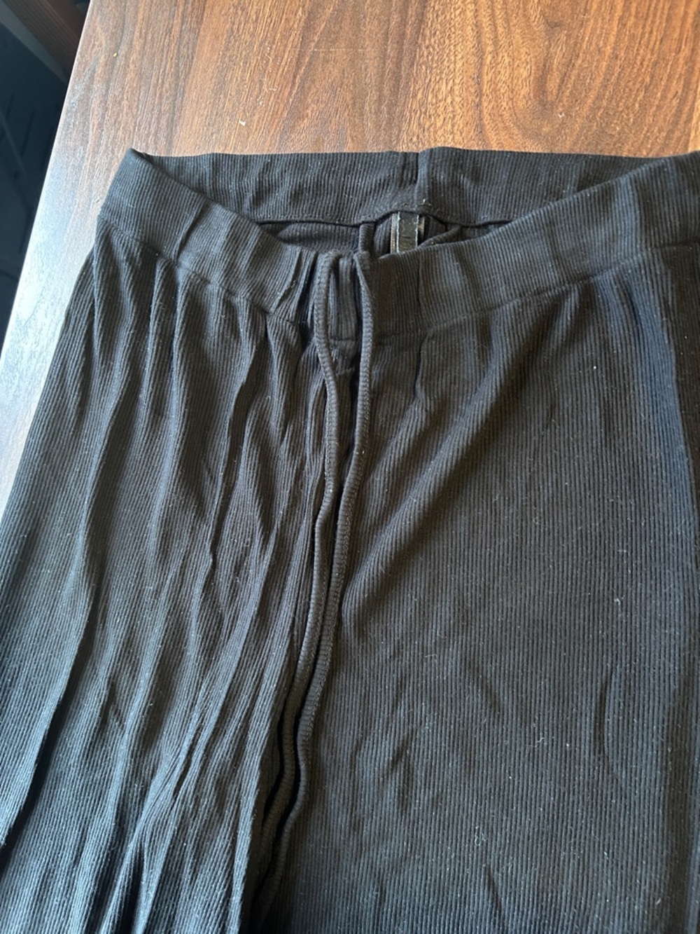 SKIMS Black Ribbed Corduroy Lounge Pants with Drawcord